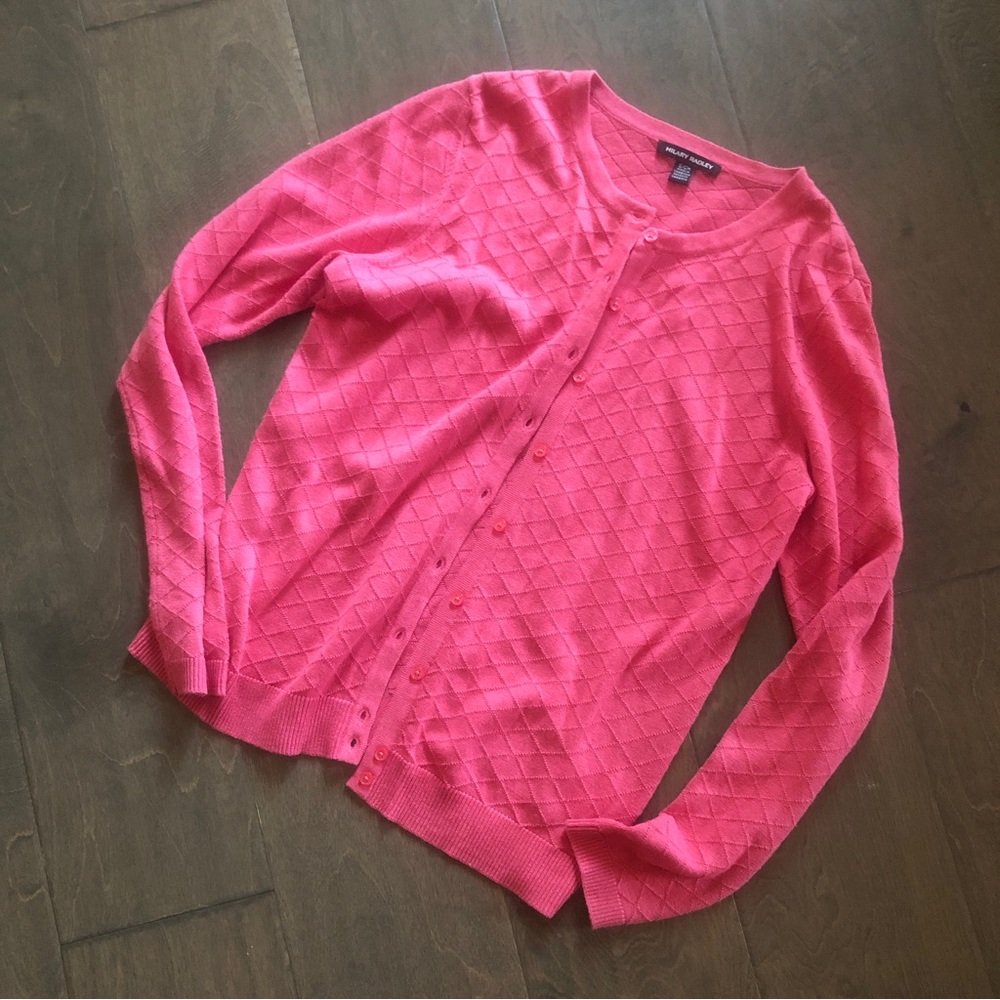 Hilary Radley pink button up cardigan
